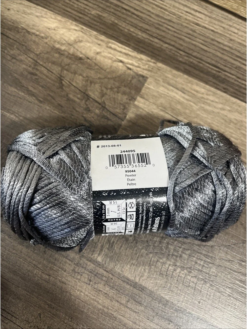 5.5 Skeins Patons Metallic Pewter & Orange Yarn